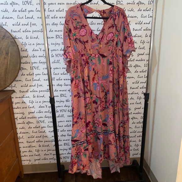 Anthropologie Floral Maxi Dress - Pink and Blue - Picture 6 of 14